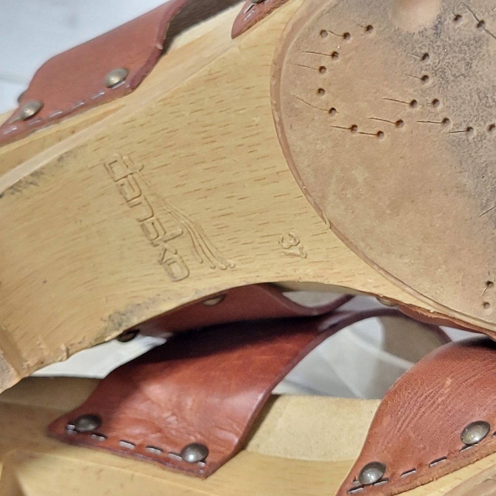 Dansko Brown Leather Slingback Clogs - Picture 9 of 12